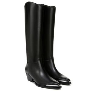Franco Sarto Women Billie Western Knee High Tall Boot Size 7 M Black Leather New